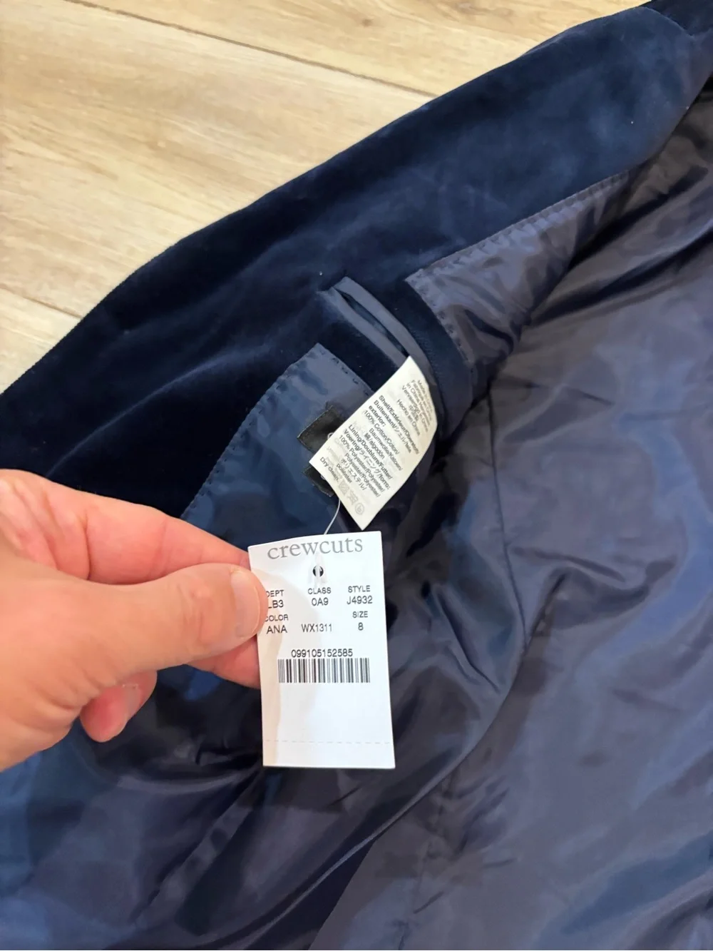 J.Crew Crewcuts Navy Blue Velvet Ludlow Size 8 Sport Jacket Blazer NWT